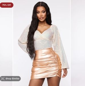 FashionNova Sparks Fly hologram sequin bodysuit size L NWT